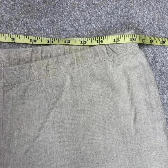 J Jill Linen Pants Elastic Waist Cropped Beige Color Pockets Natural Sz M - Picture 2 of 9
